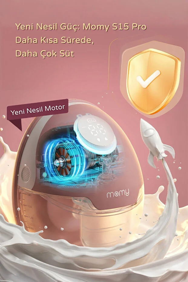 Momy S15 Pro Giyilebilir Göğüs Pompası - Ultra Sessiz, 4 Mod 12 Seviye Elektrikli Anne Süt Sağım Makinesi
