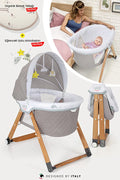 Sleeper Anne Yanı Beşik - Luna Desen Portatif, Sallanır, Tekerlekli ve Katlanır Bebek Beşiği (+ Lüks Yatak Hediyeli) - Vizon