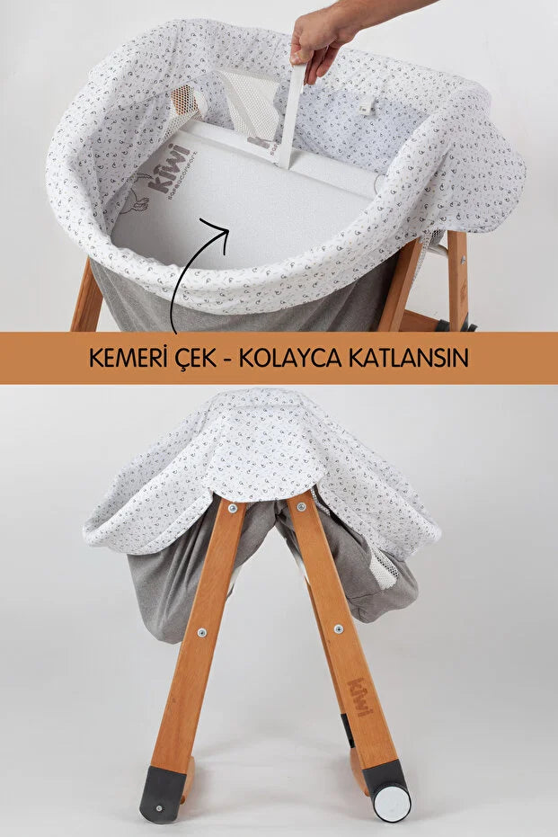 Sleeper Anne Yanı Beşik - Luna Desen Portatif, Sallanır, Tekerlekli ve Katlanır Bebek Beşiği (+ Lüks Yatak Hediyeli) - Luna Kahve