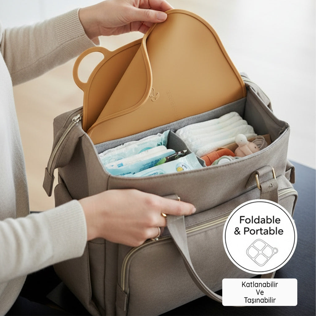 NoSpill BLW Beslenme Matı – Kaymaz, Dökülmez, Silikon Bebek Yemek Servisi Katlanabilir & Taşınabilir Mint