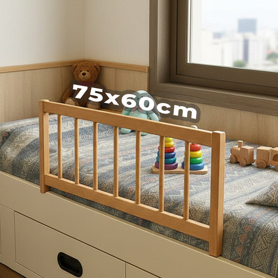 75x60cm Berxo Premium Ahşap Yatak Bariyeri – L Tip Bebek ve Çocuk Yatak Korkuluğu