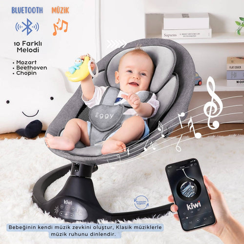 Kiwi Eggy Plus 2’si 1 Arada Elektrikli Otomatik Sallanan Bebek Ana Kucağı & Sepet Beşik