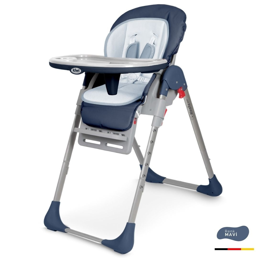 Kiwi Koala Katlanabilir Mama Sandalyesi | Tekerlekli, Taşınabilir, Silinebilir Bebek Mama Sandalyesi Koyu Mavi